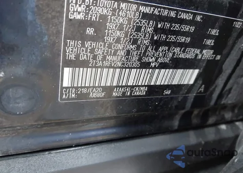 2022 Toyota Rav4 Xle Premium z USA, uszkodzony, nr VIN 2T3A1RFV2NC320305